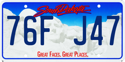SD license plate 76FJ47
