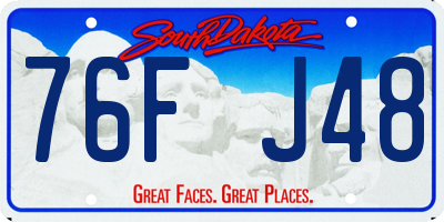 SD license plate 76FJ48