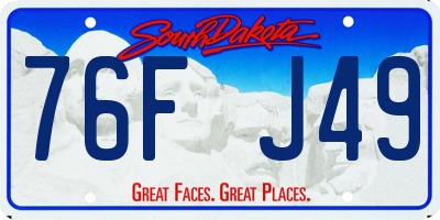 SD license plate 76FJ49