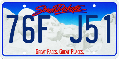 SD license plate 76FJ51