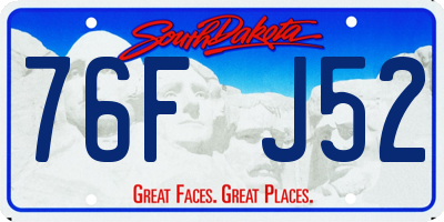 SD license plate 76FJ52