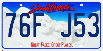 SD license plate 76FJ53