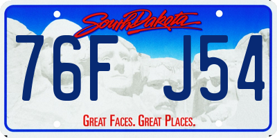 SD license plate 76FJ54