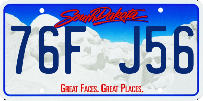 SD license plate 76FJ56