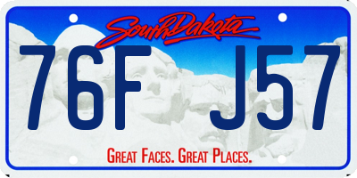 SD license plate 76FJ57