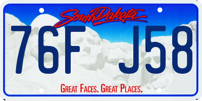 SD license plate 76FJ58