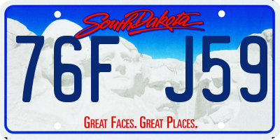 SD license plate 76FJ59