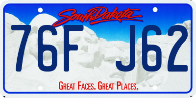 SD license plate 76FJ62