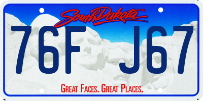 SD license plate 76FJ67