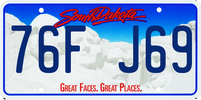 SD license plate 76FJ69