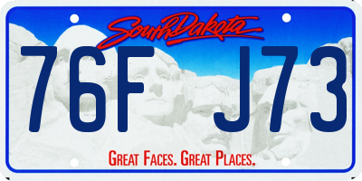 SD license plate 76FJ73