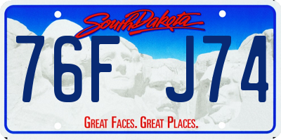 SD license plate 76FJ74