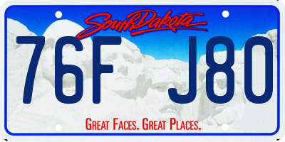 SD license plate 76FJ80