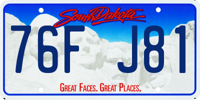SD license plate 76FJ81