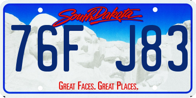 SD license plate 76FJ83