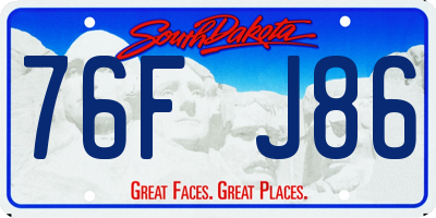 SD license plate 76FJ86