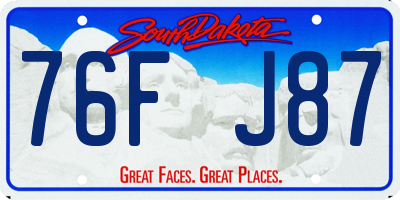 SD license plate 76FJ87