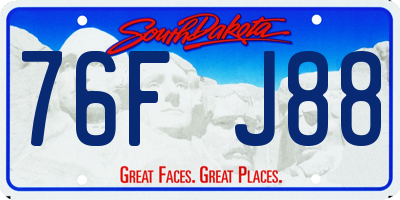 SD license plate 76FJ88