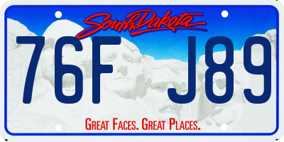SD license plate 76FJ89