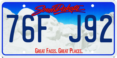 SD license plate 76FJ92