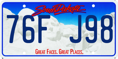 SD license plate 76FJ98