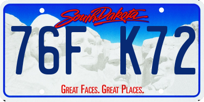 SD license plate 76FK72