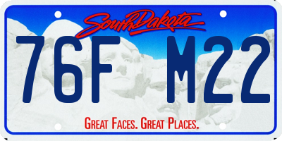 SD license plate 76FM22