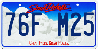 SD license plate 76FM25