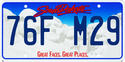 SD license plate 76FM29