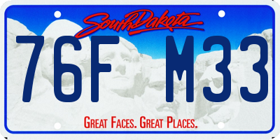 SD license plate 76FM33