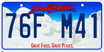 SD license plate 76FM41