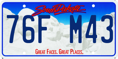 SD license plate 76FM43