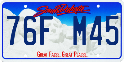 SD license plate 76FM45