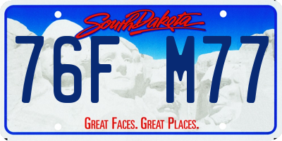 SD license plate 76FM77
