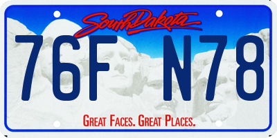 SD license plate 76FN78