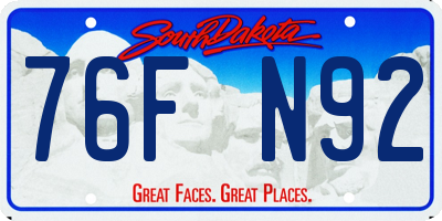 SD license plate 76FN92