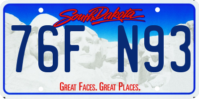 SD license plate 76FN93