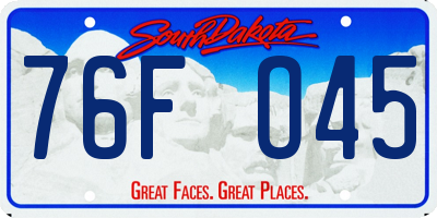 SD license plate 76FO45
