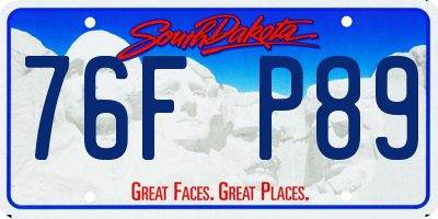 SD license plate 76FP89