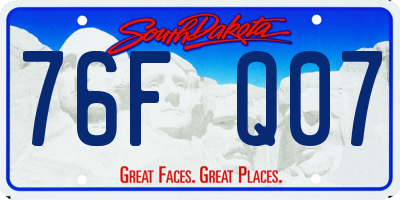 SD license plate 76FQ07