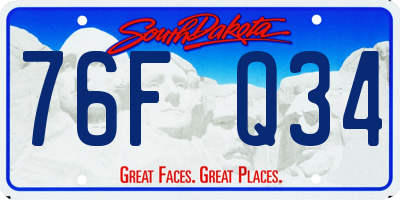 SD license plate 76FQ34
