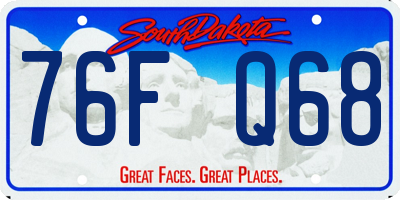 SD license plate 76FQ68