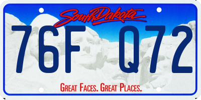 SD license plate 76FQ72