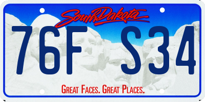 SD license plate 76FS34