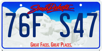 SD license plate 76FS47