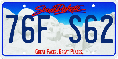 SD license plate 76FS62