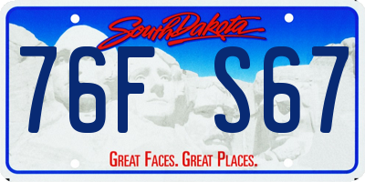 SD license plate 76FS67