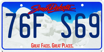 SD license plate 76FS69