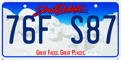 SD license plate 76FS87