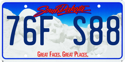 SD license plate 76FS88
